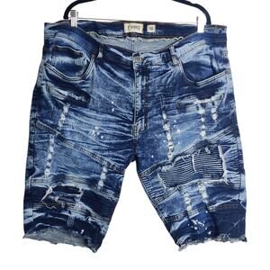 Fwrd Denim Motocross Acid Wash Denim Shorts 40 Distressed Thrashed Moto Y2K